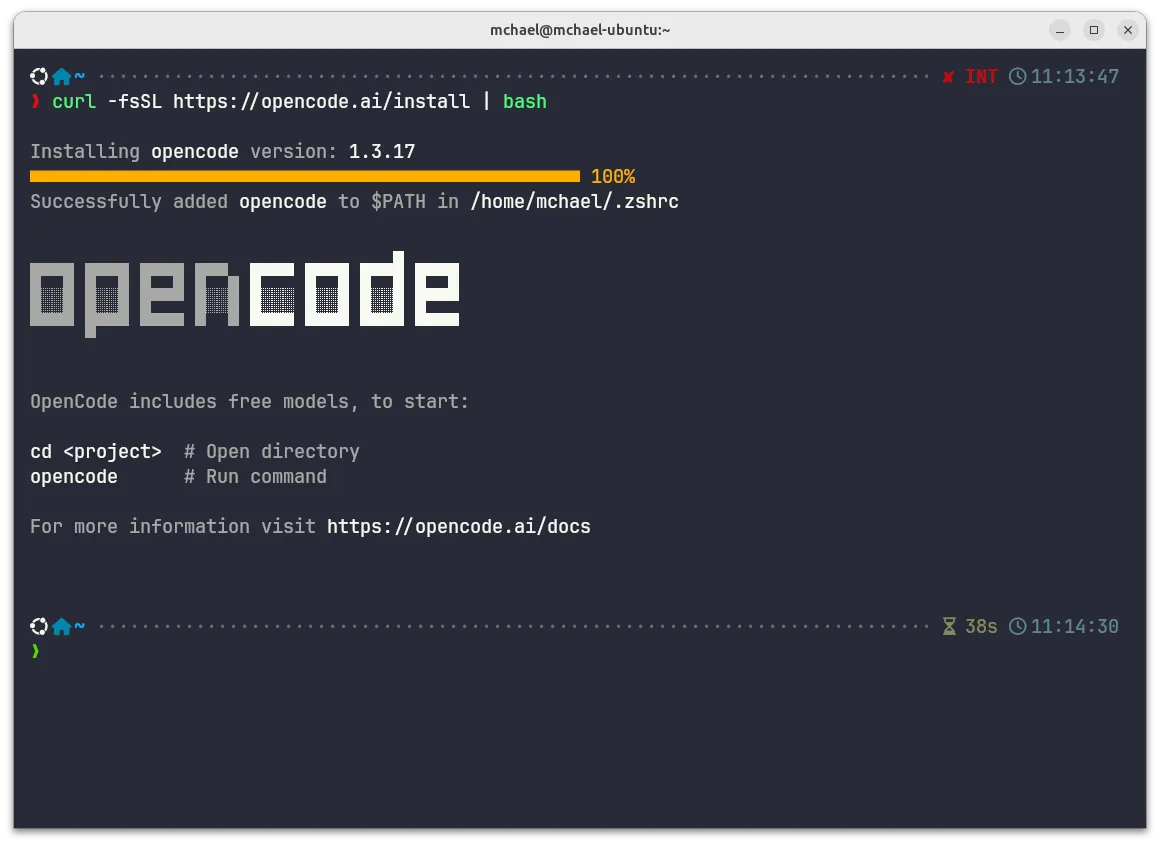 OpenCode installation complete