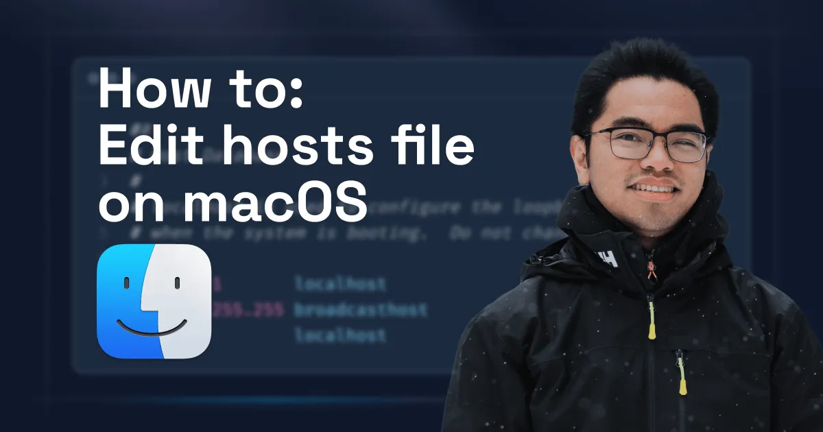 Screenshot of editing the macOS hosts file in Terminal